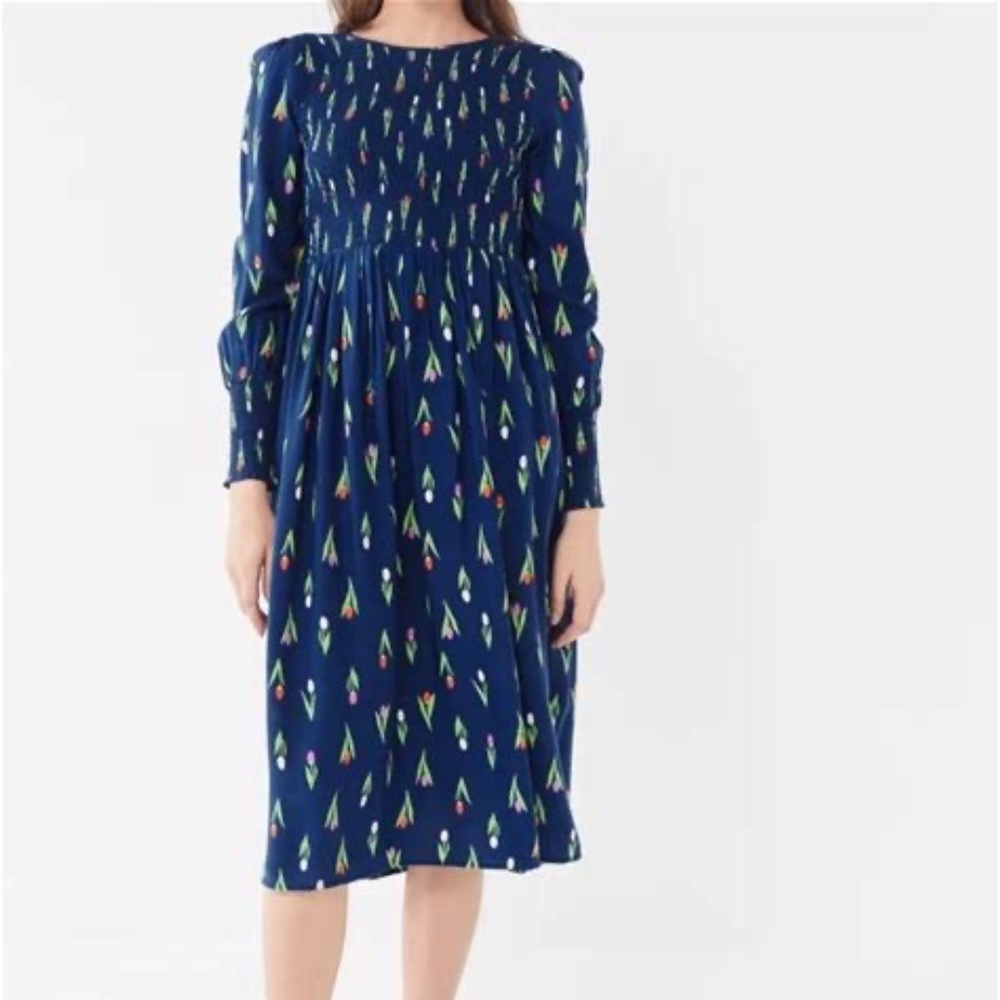Urban outfitters floral navy pockets dress
